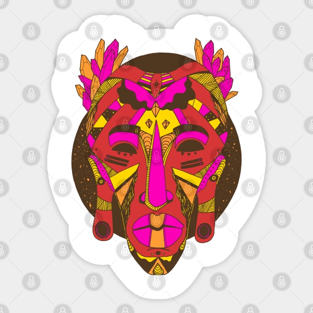 African Mask 1 - Red Edition Sticker by kenallouis
